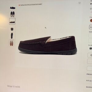 Lands' End Men's Suede Moccasin Slippers - Dark Mahogany